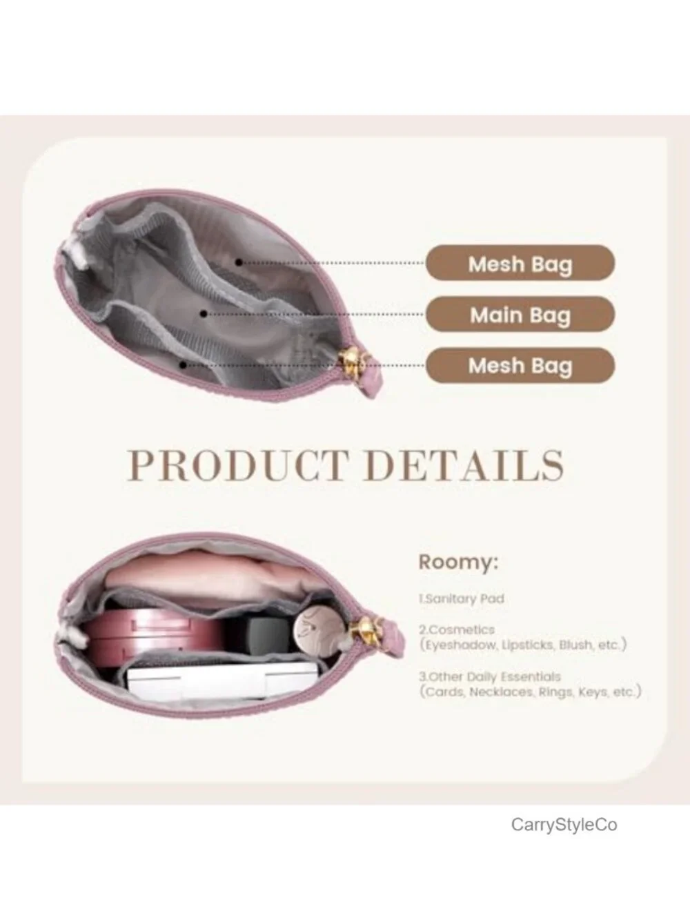 Corduroy Mini Makeup Bag Pouch with Zipper Travel Cosmetic Organizer Purse
